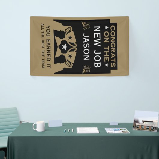Gefeliciteerd met de Nieuwe Baan Goud Spandoek (Beurs)