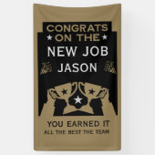 Gefeliciteerd met de Nieuwe Baan Goud Spandoek (Verticaal)