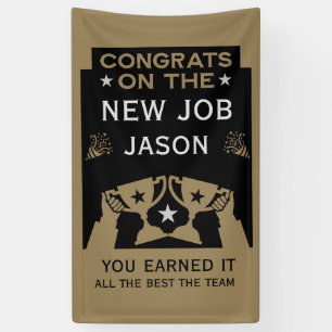 Gefeliciteerd met de Nieuwe Baan Goud Spandoek