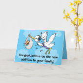 Gefeliciteerd met de nieuwe baby Stork Kaart (Gele Bloem)