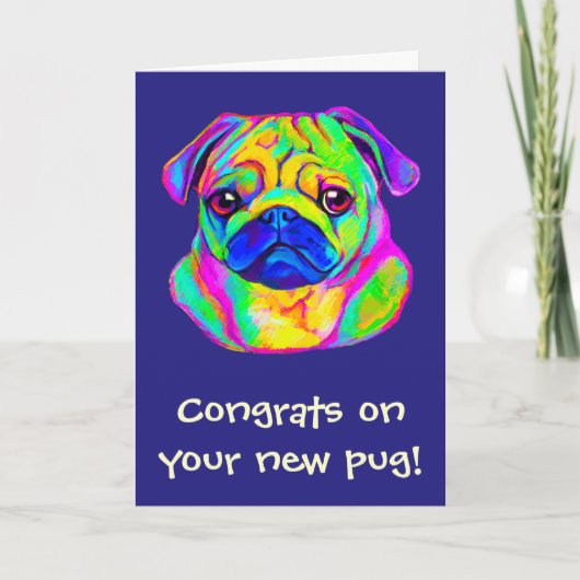 Gefeliciteerd met de nieuwe pug in kleur kaart (Voorkant)