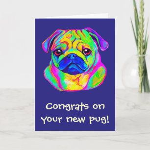 Gefeliciteerd met de nieuwe pug in kleur kaart