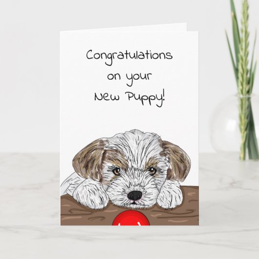 Gefeliciteerd met de Nieuwe Puppy! Kaart (Voorkant)