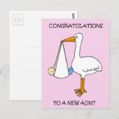 Gefeliciteerd met de nieuwe tante van een baby briefkaart (Voorkant / Achterkant)
