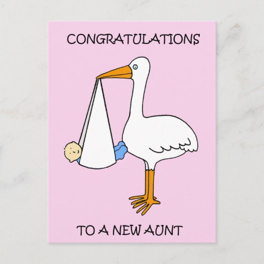 Gefeliciteerd met de nieuwe tante van een baby briefkaart (Voorkant)