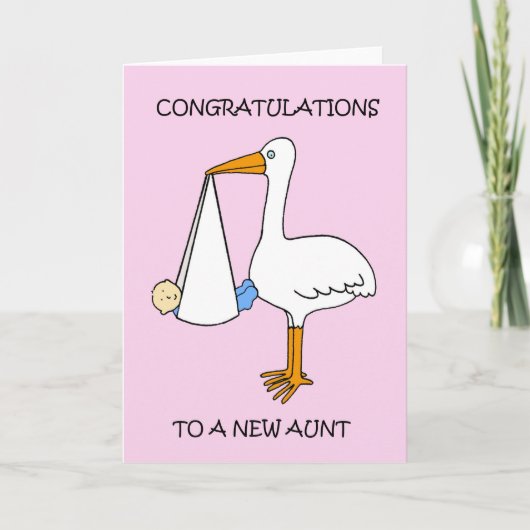 Gefeliciteerd met de nieuwe tante van een baby kaart (Voorkant)