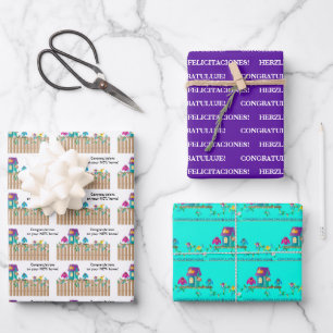 Gefeliciteerd met de nieuwe thuisvogels die naar h inpakpapier vel