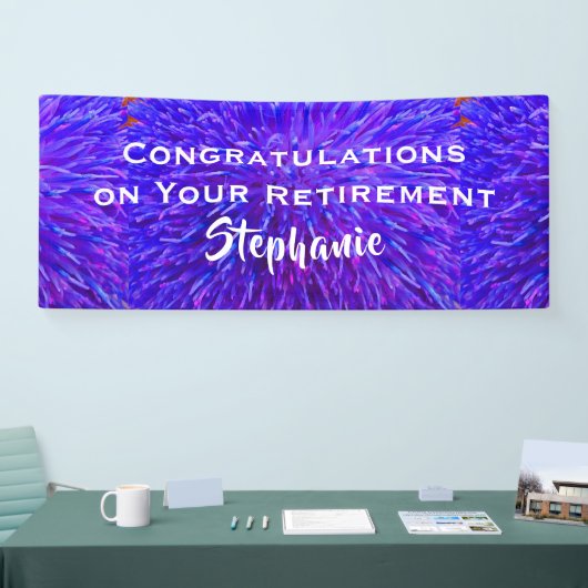 Gefeliciteerd met de Paarse Floral Closeup Spandoek (Beurs)