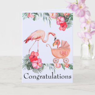 Gefeliciteerd met de pasgeboren baby meisje Roze F Kaart