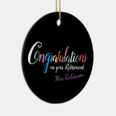 Gefeliciteerd met de pensionering van leraren keramisch ornament (Rechts)