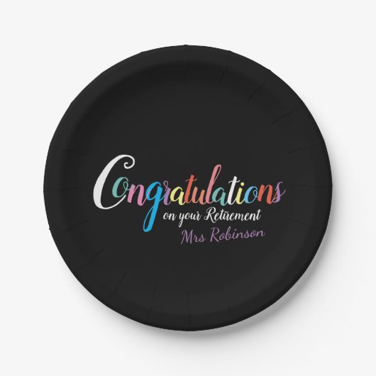Gefeliciteerd met de pensionering van leraren papieren bordje (Voorkant)