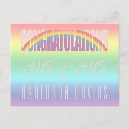 Gefeliciteerd met de regenboogvlag van het homoste briefkaart (Voorkant)