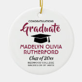 Gefeliciteerd met de rode zwart-wit Afstuderen fot Keramisch Ornament (Voorkant)