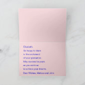 Gefeliciteerd met de roze en blauwe naam Afstudere Kaart (Binnen)