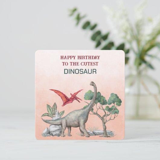 Gefeliciteerd met de Schattigee DINOSAURUS (Staand voorkant)