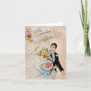 Gefeliciteerd met de trouwerij in vintage stijl kaart