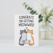Gefeliciteerd met de trouwerij van deze leuke kat briefkaart (Staand voorkant)
