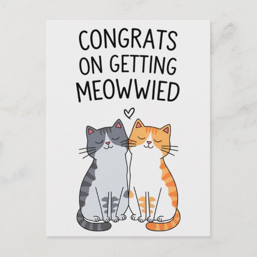 Gefeliciteerd met de trouwerij van deze leuke kat briefkaart (Voorkant)