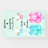 Gefeliciteerd met de Twins Baby Shower Spandoek (Horizontaal)