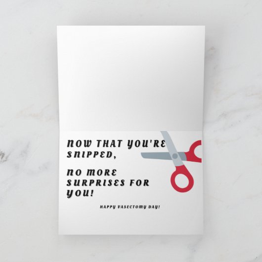 Gefeliciteerd met de vasectomie dag! bedankkaart (Binnen)