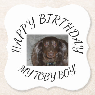 Gefeliciteerd met de verjaardag van mijn puppy kartonnen onderzetters