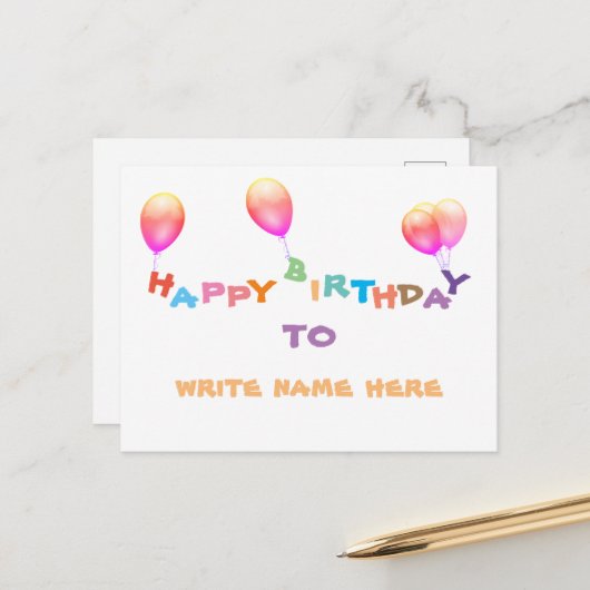 Gefeliciteerd met de verjaardag van uw geliefde an briefkaart (Voorkant / Achterkant in situ)