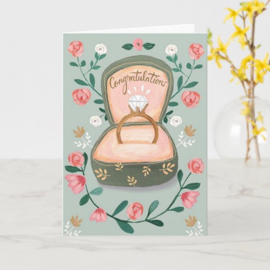 Gefeliciteerd met de verloving kaart (Gele Bloem)