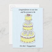 Gefeliciteerd met de verloving van zoon en aanstaa aankondigingskaart (Voorkant / Achterkant)