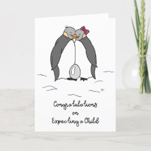 Gefeliciteerd met de verwachte baby Cute Pinguïns Kaart