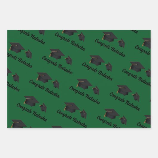 Gefeliciteerd met de viering van groene afstuderen inpakpapier vel (Voorkant)