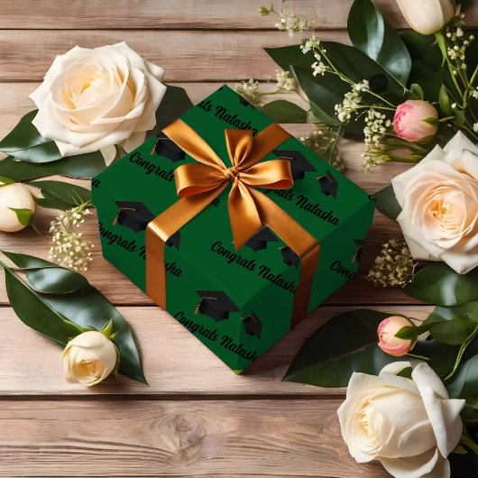 Gefeliciteerd met de viering van groene afstuderen inpakpapier vel