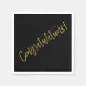 Gefeliciteerd met de zwarte en gouden folie servet (Voorkant)