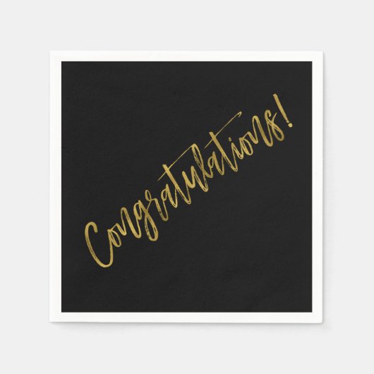 Gefeliciteerd met de zwarte en gouden folie servet (Voorkant)