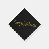 Gefeliciteerd met de zwarte en gouden folie servet (Hoek)