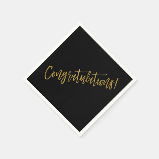 Gefeliciteerd met de zwarte en gouden folie servet (Hoek)