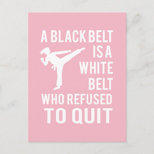 Gefeliciteerd met de zwarte gordel van het meisje briefkaart (Voorkant)