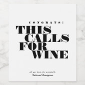 Gefeliciteerd met deze oproep voor wijn | Viering Etiket (Enkel label)