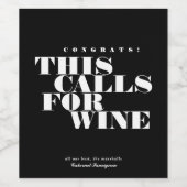 Gefeliciteerd met deze oproep voor wijn | Viering Wijn Etiket (Enkel label)