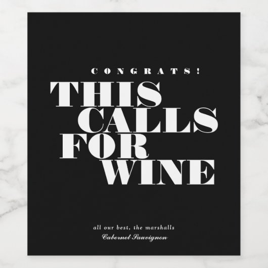 Gefeliciteerd met deze oproep voor wijn | Viering Wijn Etiket (Enkel label)