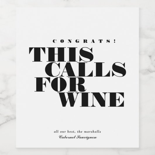 Gefeliciteerd met deze oproep voor wijn | Viering Wijn Etiket (Enkel label)