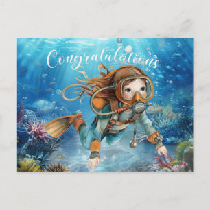 Gefeliciteerd met duiken onder de zee briefkaart