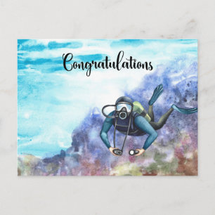 Gefeliciteerd met duiken onder de zee duiker briefkaart