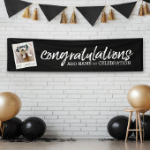 Gefeliciteerd met één foto- en aangepaste tekst spandoek