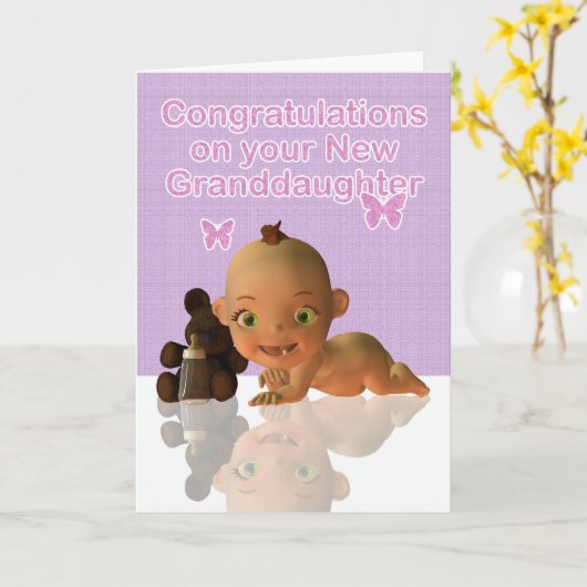 Gefeliciteerd met een mooie kleindochter kaart (Gele Bloem)