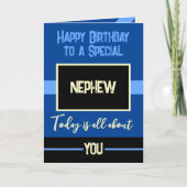 Gefeliciteerd met een speciale neef blauw zwart kaart (Voorkant)