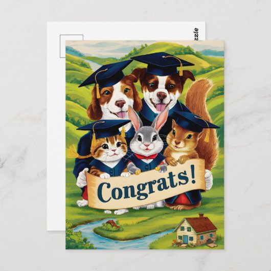 Gefeliciteerd met eindexamen van de hogeschool cut briefkaart (Voorkant / Achterkant)