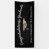 Gefeliciteerd met Elegant Black Gold Afstuderen Spandoek (Verticaal)