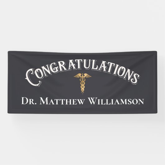 Gefeliciteerd met Elegant Doctor Medical Afstudere Spandoek (Horizontaal)