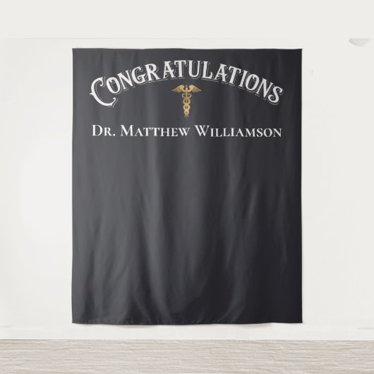 Gefeliciteerd met Elegant Doctor Medical Afstudere Wandkleed (Voorkant)