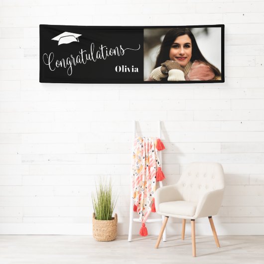 Gefeliciteerd met Elegant Photo Afstuderen Spandoek (Insitu)